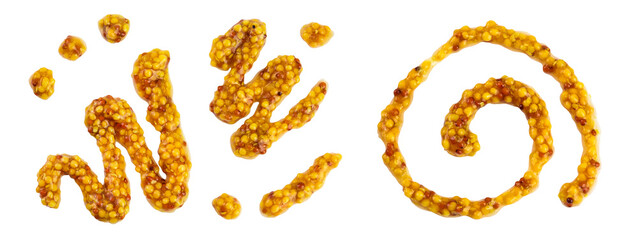 french mustard isolated on white background with full depth of field. Top view. Flat lay.