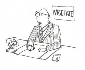 Businessman's Face Looks Like His 'Vegetate' Sign