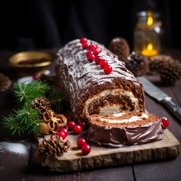 Yule Log, traditional Christmas dessert