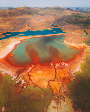 Aerial view of the copper mine of Minas de Rio Tinto, Andalusia, Spain.