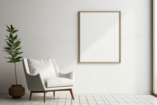 Blank empty picture frame mockup. Artwork in interior design.