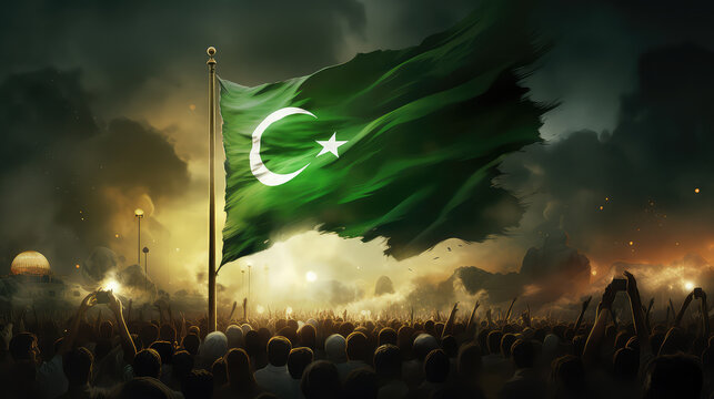 Pakistan day Pakistani flag waving on the wind