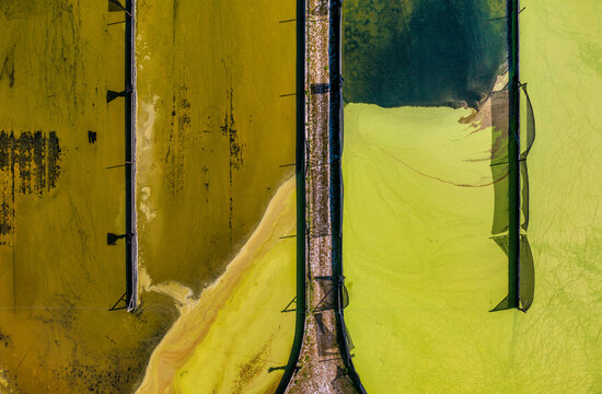 Aerial view of Parabel Nutrition Lemnature Aqua farms, an aquaculture facility, Fellsmere, Florida, United States.