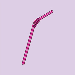 Plastic Drinking Straw Vector Illustration Icon Juice Straw