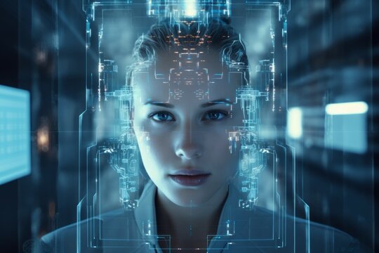 Robot humanoid group in concept of future artificial intelligence and 4th fourth industrial revolution .