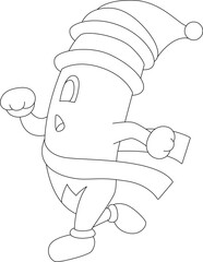 Pencil Christmas Runner Vector Graphic Art Illustration
