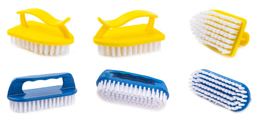 Cleaning brush isolated on white background. Convenient equipment for cleaning the house. Brush for cleaning clothes, carpets. Tool for home care.