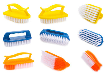 Cleaning brush isolated on white background. Convenient equipment for cleaning the house. Brush for cleaning clothes, carpets. Tool for home care.