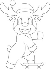 Reindeer Christmas Skater Animal Vector Graphic Art Illustration