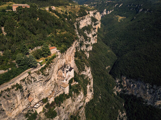 Aerial view of Santuario de la Madonna della Corona (Sanctuary of the Lady of the Crown), Verona, Veneto, Italy