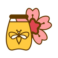 Honey jar and Cherry-flower