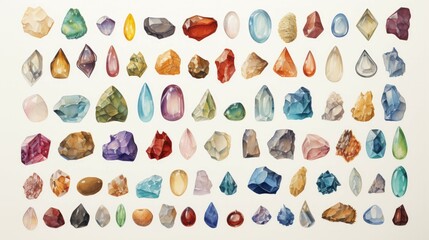 Collection of different gemstones on white background. Banner design - obrazy, fototapety, plakaty