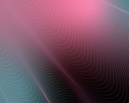 Teal and hot pink tint gradient background with wavy lines