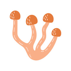 Mushrooms of honeydew. Fresh, fragrant honey fungus. Flat vector illustration isolated on white background