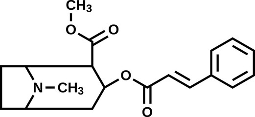 Cinnamoylcocaine structural formula, vector illustration