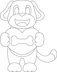 Dog Bone Heart Animal Vector Graphic Art Illustration