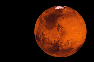 Planet Mars on a dark background. Elements of this image furnished by NASA © Artsiom P