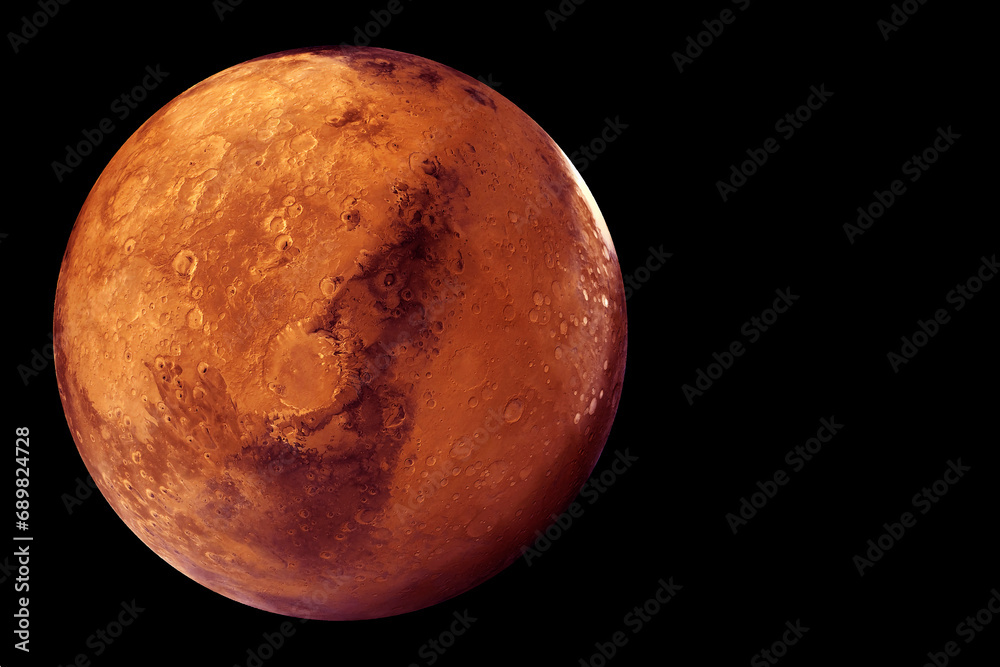 Sticker planet mars on a dark background. elements of this image furnished by nasa