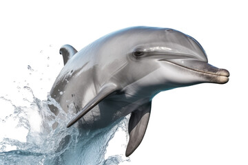 Jumping dolphin with watersplash - Isolated, no background