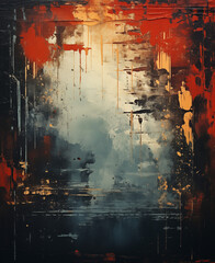 grunge texture oil acrylic grey orange paint splashes strokes background