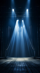 dark Illuminated stage with scenic lights background with spotlight - obrazy, fototapety, plakaty