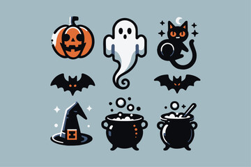 Sleek and Spooky Minimal Halloween Graphics - Ideal for Contemporary Festive Design and Decor