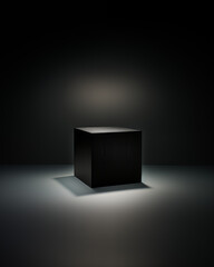 3d realistic black box podium stand minimal - obrazy, fototapety, plakaty