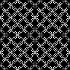 Black and white seamless abstract pattern. Background and backdrop. Grayscale ornamental design. Mosaic ornaments. Vector graphic illustration. EPS10.