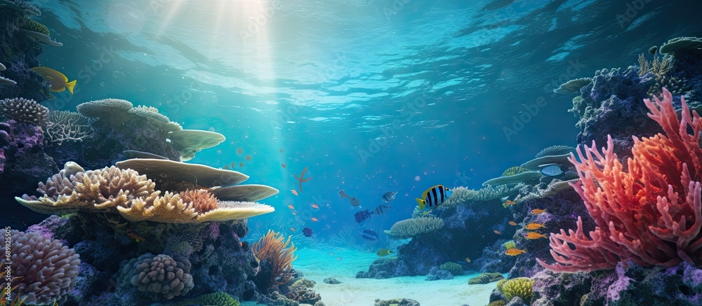 Poster coral reefs are three dimensional biological structures that have lots of surface area and niches th
