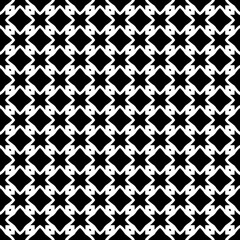 Black and white seamless abstract pattern. Background and backdrop. Grayscale ornamental design. Mosaic ornaments. Vector graphic illustration. EPS10.