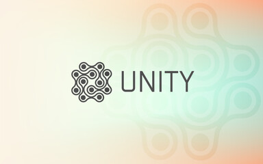 Unity logo design template with gradient background. Unity, Connectivity, Communication, Logomark, logo, symbol, icon, label, sign, identity.