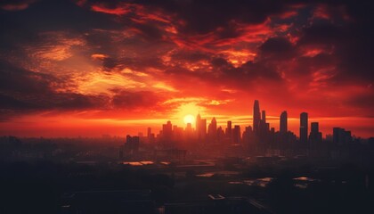 Fototapeta na wymiar Sunset Over a Cityscape