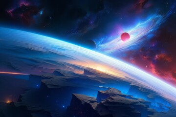 the moon over the mountains space landscape  generative AI software.