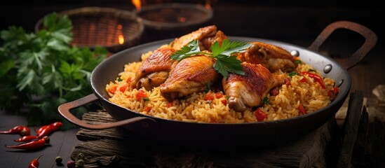 Chicken Biryani spicy delicious and mouth watering rice meal with juicy and tender chicken....