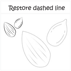 sunflower seeds. Repair the dotted line. Handwriting practice. Educational game for toddlers and preschoolers. Cartoon style. Isolated vector illustration, eps
