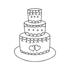 Wedding cake. Vector illustration in doodle sketch style.