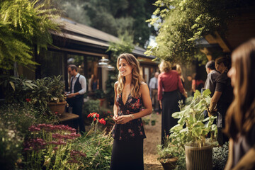 A girl on a visit to a house for sale as a prospective buyer through an estate agent's agency.