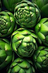 Obraz premium Background of Large Green Artichoke Buds