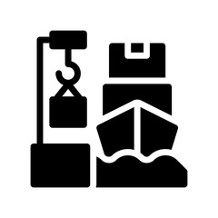 cargo ship glyph icon