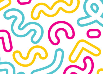Fun colorful doodle made from colored curved lines. Children's vector background. Modern Abstract patterns. For packaging design, covers, games