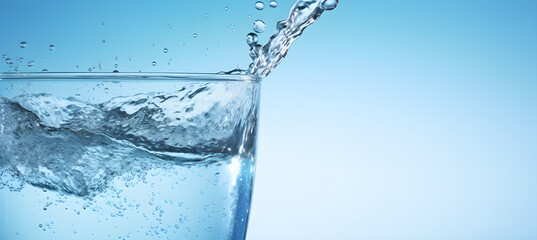 banner of glass of pure water