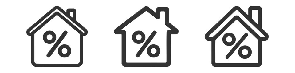 Rate for mortgage icon set, collection, pack on white background