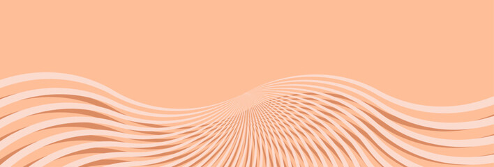 Abstract modern Peach Fuzz color of the year 2024 background with rays. Luxury long backdrop. Geometric art digital screen. Poster, banner. wallpaper. Presentation card. Copy space. Cover design. Ads