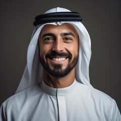 Portrait Arab Happy Smile Man under photo studio light