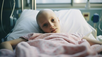Little boy with cancer receiving chemotherapy treatment