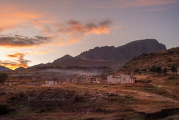 Sunrise in Daliwe, a remote village deep in the heart of the Lesotho mountains