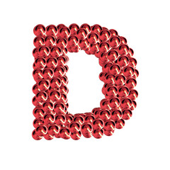 Red symbols from spheres. 3d letter d