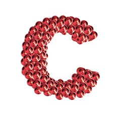 Red symbols from spheres. 3d letter c