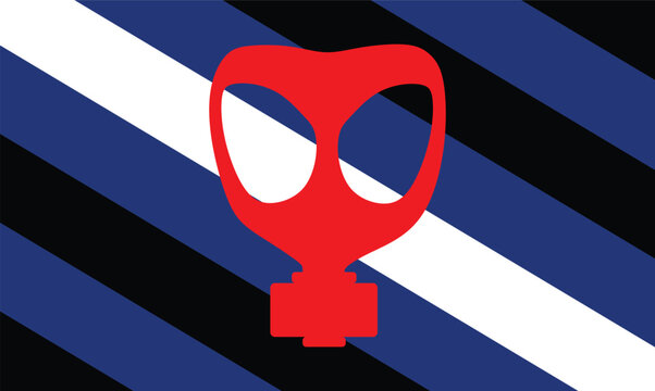 Mask fetish flag vector illustration isolated. Fetishism is persons wants to see another person wearing mask or taking off a mask. Halloween, surgical, ski, ninja, gas, latex mask or any other kind.