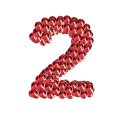 Red symbols from spheres. 3d number 2
